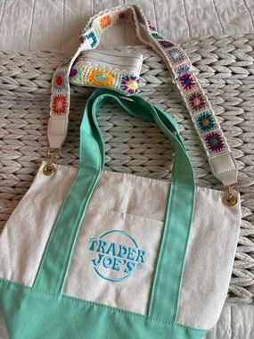 Trader Joe's mini Canvas Tote with custom strap